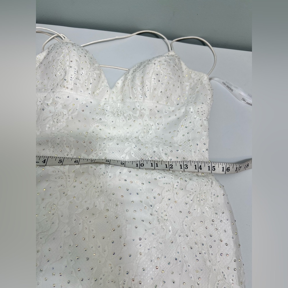Sherri Hill White Floral Lace Sleeveless Wedding Midi Womens Dress Size 14 - Picture 9 of 11